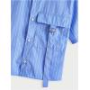 imageOYOANGLE Mens Striped Print Button Down Short Sleeve Flap Pocket Crop Shirt TopsBlue