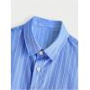 imageOYOANGLE Mens Striped Print Button Down Short Sleeve Flap Pocket Crop Shirt TopsBlue