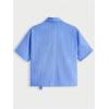 imageOYOANGLE Mens Striped Print Button Down Short Sleeve Flap Pocket Crop Shirt TopsBlue