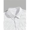 imageOYOANGLE Mens Striped Print Button Down Short Sleeve Flap Pocket Crop Shirt TopsWhite