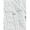 imageOYOANGLE Mens Striped Print Button Down Short Sleeve Flap Pocket Crop Shirt TopsWhite