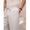 imageOYOANGLE Mens Striped Print Drawstring Pants Lightweight Beach Yoga Trouser Vacation Slacks PantsWhite