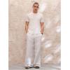 imageOYOANGLE Mens Striped Print Drawstring Pants Lightweight Beach Yoga Trouser Vacation Slacks PantsWhite