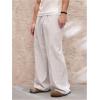 imageOYOANGLE Mens Striped Print Drawstring Pants Lightweight Beach Yoga Trouser Vacation Slacks PantsWhite