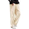 imageOYOANGLE Mens Textured Elastic Drawstring Waist Straight Leg Pants Casual Track Pants SweatpantsApricot