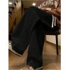 imageOYOANGLE Mens Textured Elastic Drawstring Waist Straight Leg Pants Casual Track Pants SweatpantsBlack