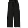 imageOYOANGLE Mens Textured Elastic Drawstring Waist Straight Leg Pants Casual Track Pants SweatpantsBlack