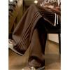 imageOYOANGLE Mens Textured Elastic Drawstring Waist Straight Leg Pants Casual Track Pants SweatpantsBrown