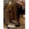imageOYOANGLE Mens Textured Elastic Drawstring Waist Straight Leg Pants Casual Track Pants SweatpantsBrown