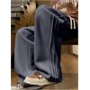 imageOYOANGLE Mens Textured Elastic Drawstring Waist Straight Leg Pants Casual Track Pants SweatpantsDark Grey