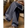 imageOYOANGLE Mens Textured Elastic Drawstring Waist Straight Leg Pants Casual Track Pants SweatpantsDark Grey