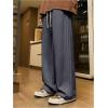 imageOYOANGLE Mens Textured Elastic Drawstring Waist Straight Leg Pants Casual Track Pants SweatpantsDark Grey