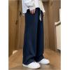 imageOYOANGLE Mens Textured Elastic Drawstring Waist Straight Leg Pants Casual Track Pants SweatpantsDeep Blue