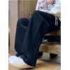 imageOYOANGLE Mens Textured Elastic Drawstring Waist Straight Leg Pants Casual Track Pants SweatpantsDeep Blue