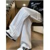 imageOYOANGLE Mens Textured Elastic Drawstring Waist Straight Leg Pants Casual Track Pants SweatpantsGrey