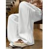 imageOYOANGLE Mens Textured Elastic Drawstring Waist Straight Leg Pants Casual Track Pants SweatpantsWhite