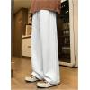 imageOYOANGLE Mens Textured Elastic Drawstring Waist Straight Leg Pants Casual Track Pants SweatpantsWhite