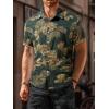 imageOYOANGLE Mens Tropical Print Button Down Short Sleeve Collared Hawaiian Vacation ShirtDark Green Graphic