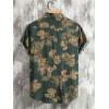 imageOYOANGLE Mens Tropical Print Button Down Short Sleeve Collared Hawaiian Vacation ShirtDark Green Graphic