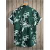 imageOYOANGLE Mens Tropical Print Button Down Short Sleeve Collared Hawaiian Vacation ShirtDark Green Tropical