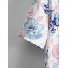 imageOYOANGLE Mens Tropical Print Button Down Short Sleeve Collared Hawaiian Vacation ShirtPink Blue Floral