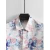 imageOYOANGLE Mens Tropical Print Button Down Short Sleeve Collared Hawaiian Vacation ShirtPink Blue Floral