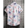 imageOYOANGLE Mens Tropical Print Button Down Short Sleeve Collared Hawaiian Vacation ShirtPink Blue Floral