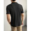 imageOYOANGLE Mens V Neck Short Sleeve Shirts Ribbed Knit Collar Casual TopsBlack