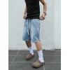 imageOYOANGLE Mens Vintage Denim Shorts Baggy Jean Shorts Elastic Drawstring Waist Baggy Jorts StreetwearBlack