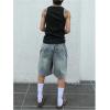 imageOYOANGLE Mens Vintage Denim Shorts Baggy Jean Shorts Elastic Drawstring Waist Baggy Jorts StreetwearBlue
