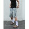 imageOYOANGLE Mens Vintage Denim Shorts Baggy Jean Shorts Elastic Drawstring Waist Baggy Jorts StreetwearBlue