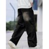 imageOYOANGLE Mens Wide Leg Denim Pants Casual Hip Hop Solid Loose Fit Jean Pants Streetwear Skateboard PantsBlack