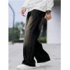 imageOYOANGLE Mens Wide Leg Denim Pants Casual Hip Hop Solid Loose Fit Jean Pants Streetwear Skateboard PantsBlack