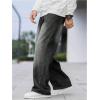 imageOYOANGLE Mens Wide Leg Denim Pants Casual Hip Hop Solid Loose Fit Jean Pants Streetwear Skateboard PantsGrey