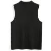 imageOYOANGLE Mens Zip Up Sleeveless Shirts Collared Neck Ribbed Knit Slim Fit Solid Casual Tank Tops StreetwearBlack