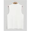 imageOYOANGLE Mens Zip Up Sleeveless Shirts Collared Neck Ribbed Knit Slim Fit Solid Casual Tank Tops StreetwearWhite