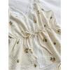 imageOYOANGLE Womens 2 Piece Graphic Print Pajama Set Contrast Lace Bow Front Ruffled Hem Cami Top and Shorts Lounge SetsBeige