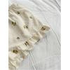 imageOYOANGLE Womens 2 Piece Graphic Print Pajama Set Contrast Lace Bow Front Ruffled Hem Cami Top and Shorts Lounge SetsBeige
