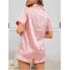 imageOYOANGLE Womens 2 Piece Leopard Satin Pajama Set Button Down Shirt and Shorts Pjs SleepwearPink