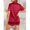imageOYOANGLE Womens 2 Piece Leopard Satin Pajama Set Button Down Shirt and Shorts Pjs SleepwearRed