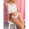 imageOYOANGLE Womens 2 Piece Lingerie Babydoll Floral Appliques Sheer Mesh Bra and Low Rise Thong SetWhite