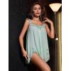 imageOYOANGLE Womens 2 Piece Mesh Sheer Floral Lace Babydoll Slip Dress Nightgowns and Thong Lingerie SetMint Green