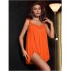imageOYOANGLE Womens 2 Piece Mesh Sheer Floral Lace Babydoll Slip Dress Nightgowns and Thong Lingerie SetOrange