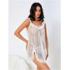imageOYOANGLE Womens 2 Piece Mesh Sheer Floral Lace Babydoll Slip Dress Nightgowns and Thong Lingerie SetWhite