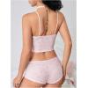 imageOYOANGLE Womens 2 Piece Pajama Sets Bow Graphic Print Cami Top and Low Waist Shorts Set SleepwearPink