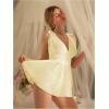 imageOYOANGLE Womens 2 Piece Polka Dots Lace Sheer Mesh V Neck Babydoll Teddy Lingerie SetApricot