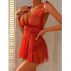 imageOYOANGLE Womens 2 Piece Polka Dots Lace Sheer Mesh V Neck Babydoll Teddy Lingerie SetBurgundy