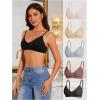 imageOYOANGLE Womens 5 Pieces Rib Knit Spaghetti Strap V Neck Wireless Bra Set Seamless Solid Plain No Padded BraletteMulticolor