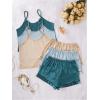 imageOYOANGLE Womens 6 Pieces Silk Satin Pajama Set Cami Top and Shorts Pjs Set Silky NightwearGreen Beige Blue