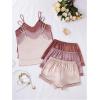 imageOYOANGLE Womens 6 Pieces Silk Satin Pajama Set Cami Top and Shorts Pjs Set Silky NightwearMulticolor